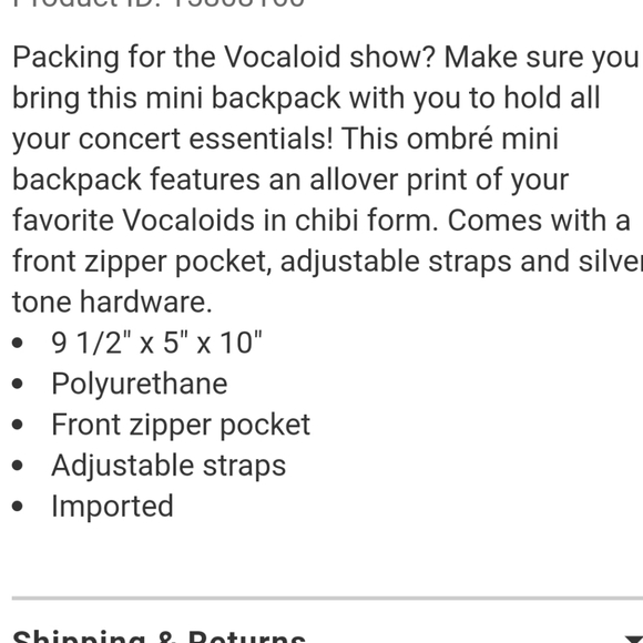 NWT Hatsune Miku Ombre Vocaloids Mini Backpack - Picture 6 of 13